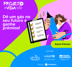 Campanha com premiação de um iPhone 15 e cupons de R$ 2.000, R$ 1.000 e R$ 100 para alunos do Trilhas de Futuro