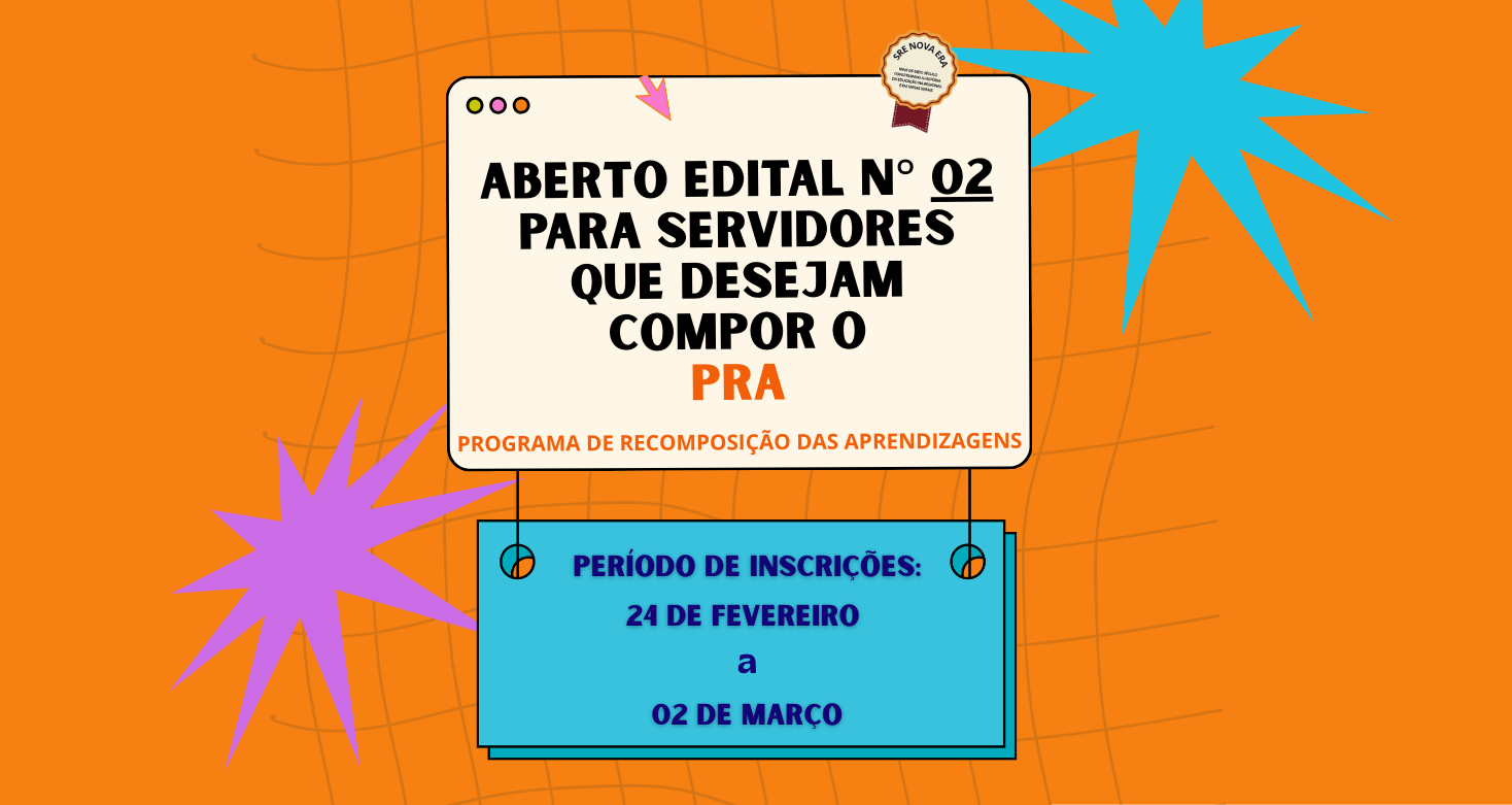 Abertas novas inscrições para servidores efetivos interessados em compor o Programa de Recomposição das Aprendizagens (PRA)